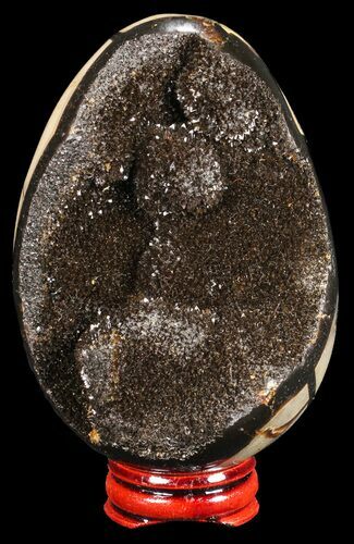 Septarian Dragon Egg Geode - Black Crystals #54575